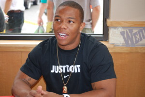 Ray Rice signs autographs for fans. Photo courtesy of Wikimedia 