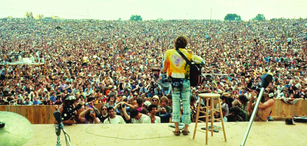 Woodstock, held in Bethel, New York drew an estimated 400,000 with headliners like Jimi Hendrix, The Who, The Band and Janis Joplin. Photo courtesy of Creative Commons 