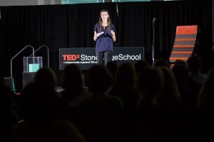 Elle Ondeck, '16, talks about body image at the TedX talk.