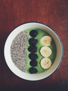 Photo Courtesy of Kat Paravano '17 A homemade smoothie bowl topped with blackberries and bananas.