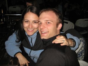 Ms. Capehart and her husband, John, at a pub at Cambridge where her engagement party was held. 